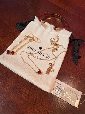 Kate Spade romantic rocks Jewelry Set with red Heart Accents